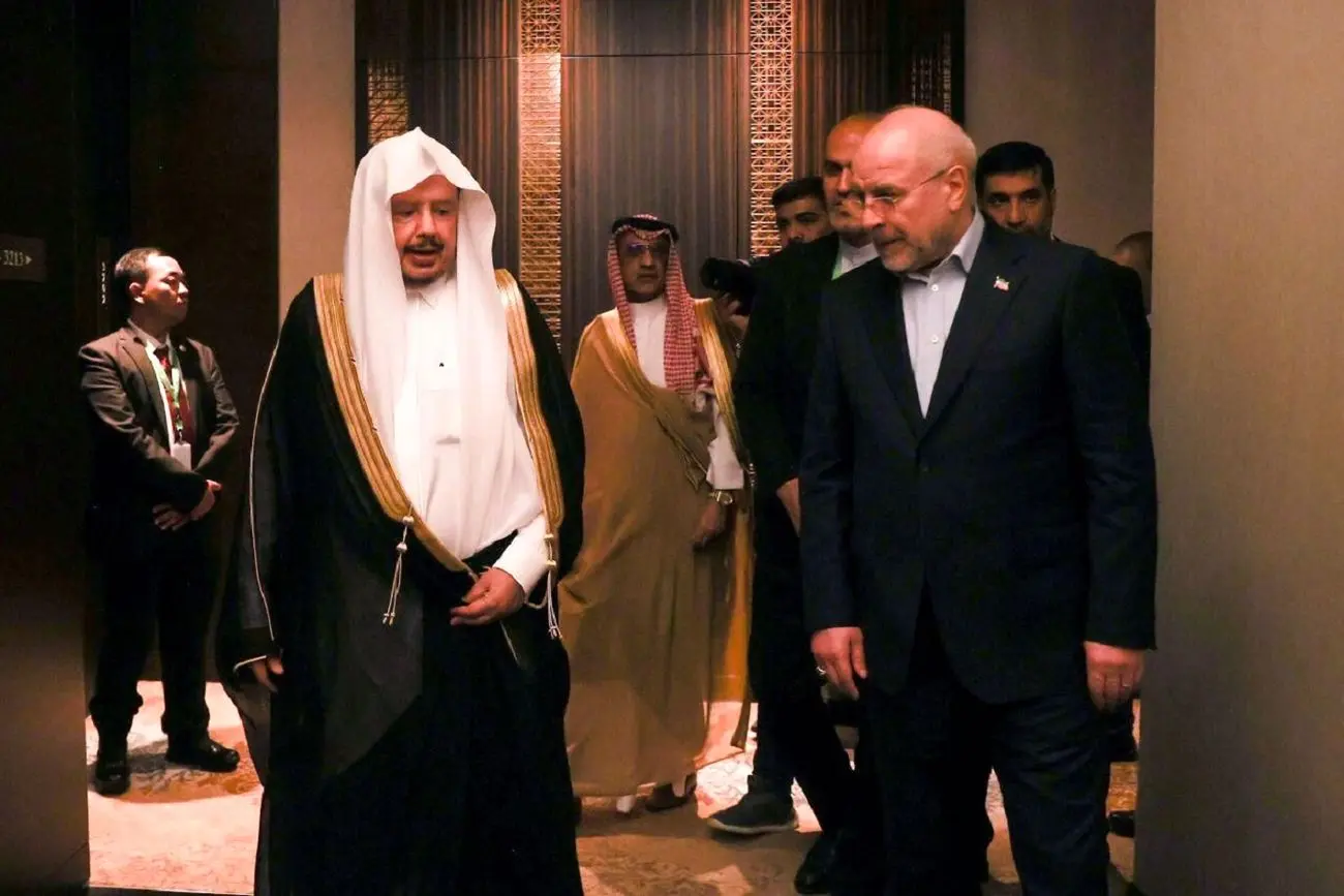 قالیباف در دیدار رئیس مجلس عربستان: پیشرفت جهان اسلام در گرو همکاری تهران-ریاض است
