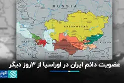 عضویت دائم ایران در اوراسیا از 3 روز دیگر/ صادرات 80 درصد کالاها با تعرفه صفر