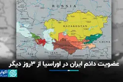 عضویت دائم ایران در اوراسیا از 3 روز دیگر/ صادرات 80 درصد کالاها با تعرفه صفر