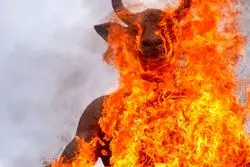 ماجرای آتش‌زدن مجسمه بعل در راهپیمایی 22 بهمن چیست؟+ تصاویر