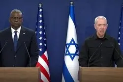 کنفرانس مطبوعاتی وزرای دفاع آمریکا و اسرائیل: عملیات حماس «یک ایده ایرانی» است