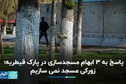 ابهامات مسجدسازی در پارک قیطریه؛ شهرداری نمی‌خواهد زورکی مسجد بسازد