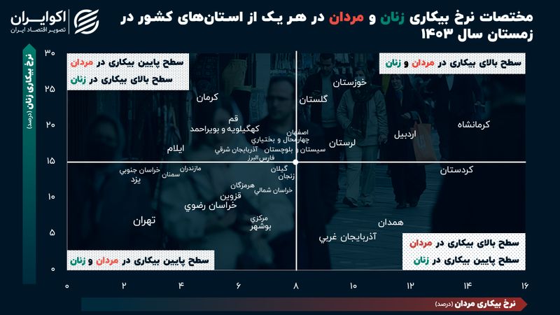 بازارکار کدام استان‌ها مردانه است؟