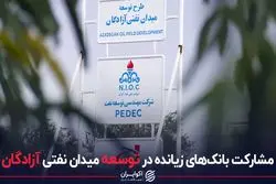 مشارکت بانک های زیانده در توسعه میدان نفتی آزادگان