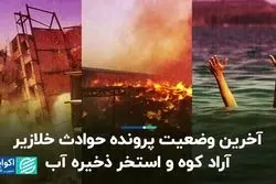  آخرین وضعیت پرونده‌ حوادث خلازیر، آراد کوه و استخر ذخیره آب