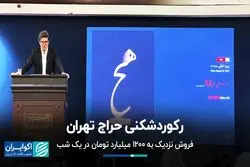 رکوردشکنی حراج تهران؛ فروش نزدیک به ۱۲۰۰ میلیارد تومان در یک شب
