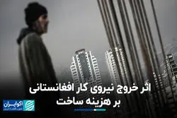 اثر خروج نیروی کار افغانستانی بر هزینه ساخت