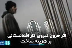 اثر خروج نیروی کار افغانستانی بر هزینه ساخت