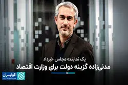 مدنی‌زاده گزینه دولت برای وزارت اقتصاد