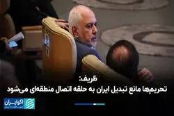 ظریف: تحریم‌ها مانع تبدیل ایران به حلقه اتصال منطقه‌ای می‌شود