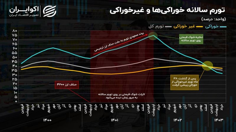 رکورد قیمتی در 1403؛ تورم اقلام خوراکی و غیرخوراکی به هم رسیدند