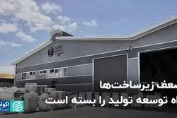 ضعف زیرساخت‌ها راه توسعه تولید را بسته است